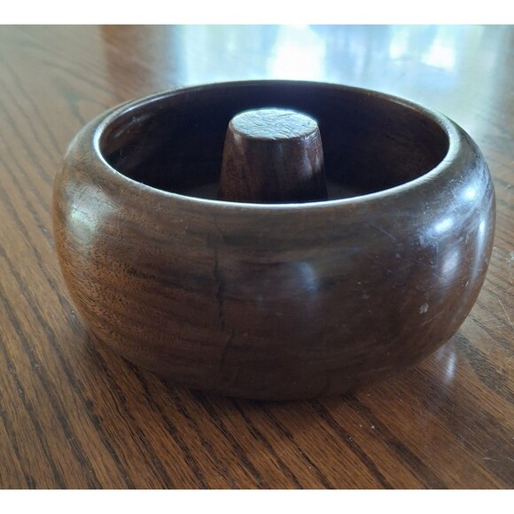 Vintage Imported wood nut bowl Handmade Dark Wood - Picture 2 of 4